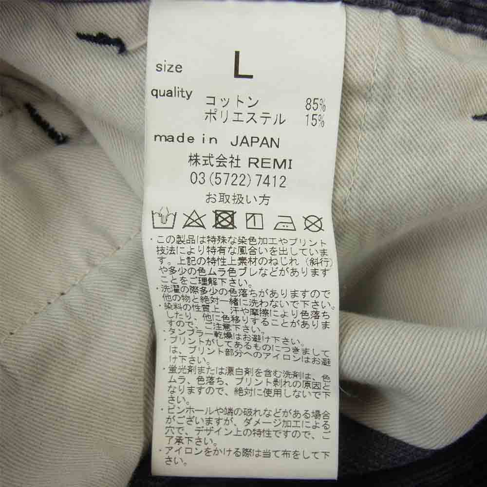 REMI RELIEF レミレリーフ RN3009SDE 硫化染め コーデュロイ ショーツ ハーフ パンツ ネイビー系 L【極上美品】【中古】
