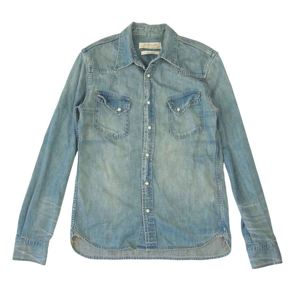REMI RELIEF レミレリーフ スナップボタン デニム シャンブレー シャツ インディゴブルー系 L【中古】