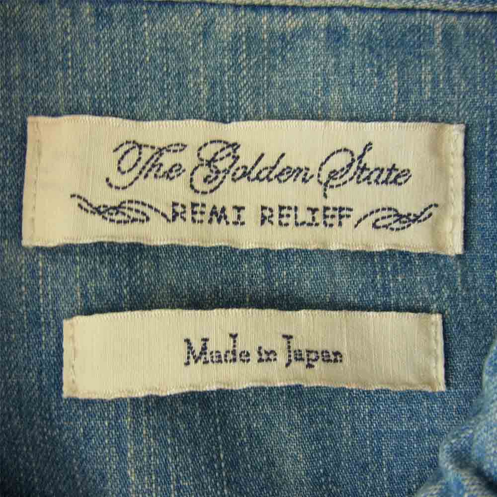 REMI RELIEF レミレリーフ スナップボタン デニム シャンブレー シャツ インディゴブルー系 L【中古】