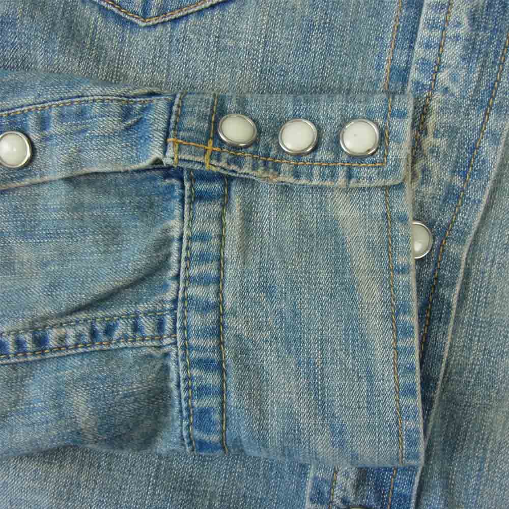 REMI RELIEF レミレリーフ スナップボタン デニム シャンブレー シャツ インディゴブルー系 L【中古】