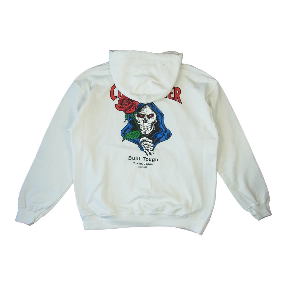 CHALLENGER チャレンジャー CLG-CS 020-002 SPADE SKULL HOODIE スペード スカル フーディー プルオーバー パーカー ホワイト系 L【美品】【中古】