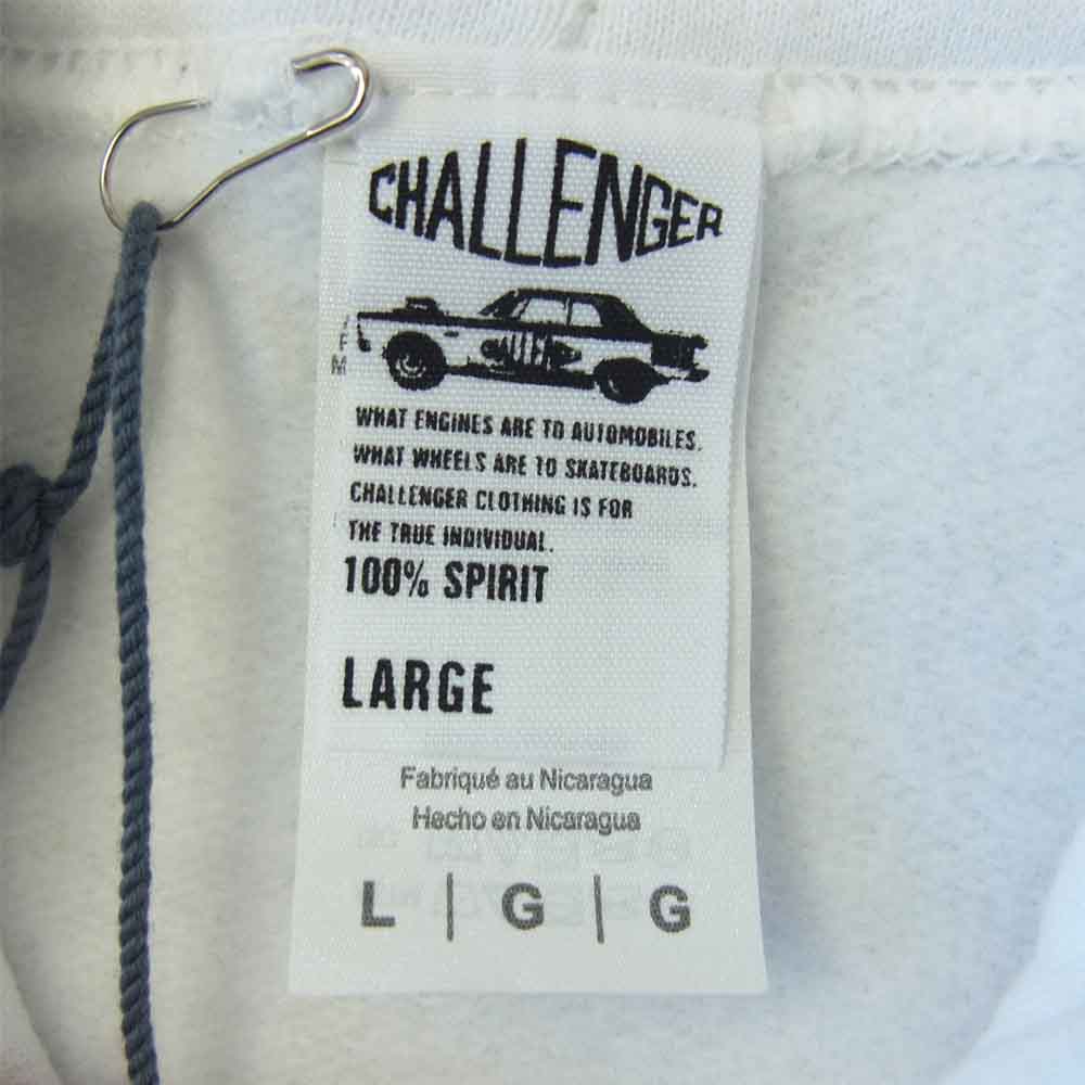 CHALLENGER チャレンジャー CLG-CS 020-002 SPADE SKULL HOODIE スペード スカル フーディー プルオーバー パーカー ホワイト系 L【美品】【中古】