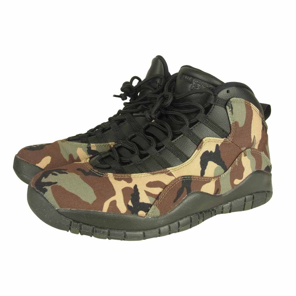 NIKE ナイキ 310805-201 AIR JORDAN 10 RETORO WOODLAND CAMO エア ジョーダン レトロ カモ スニーカー マルチカラー系 30㎝【中古】