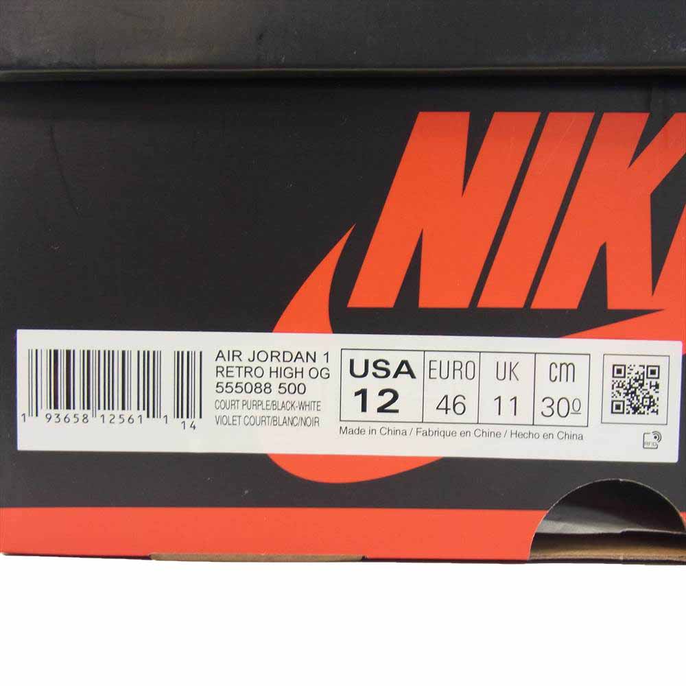 NIKE ナイキ 555088-500 AIR JORDAN 1 RETORO HIGH OG エアジョーダン レトロ ハイ OG コート パープル ハイカット スニーカー パープル系 30cm【中古】