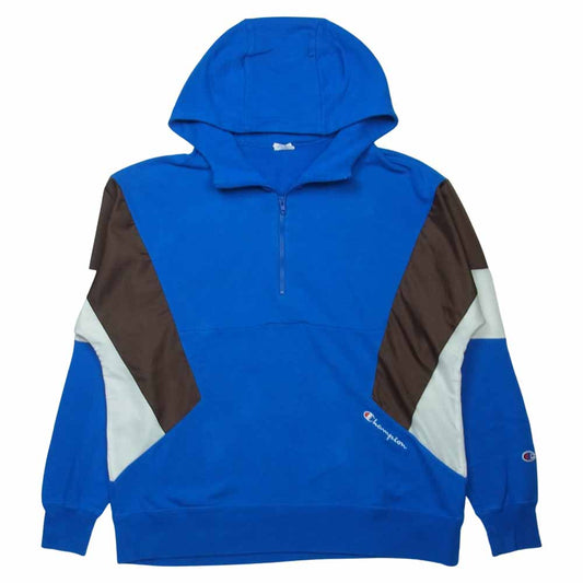 Champion チャンピオン C8-P105 プルオーバー ハーフジップ スウェット パーカー コットン 中国製 ブルー系 M【中古】
