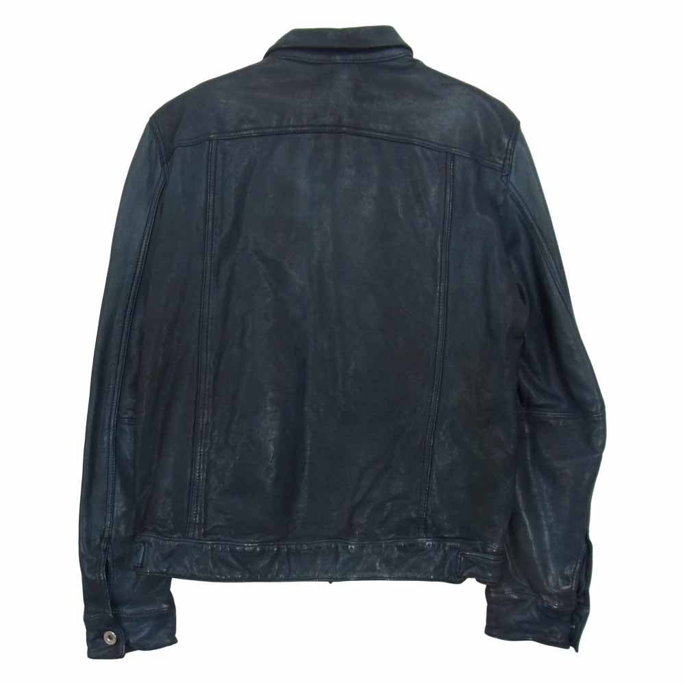 nano universe ナノユニバース 1st Type ゴートレザー ジャケット ネイビー系 44【中古】