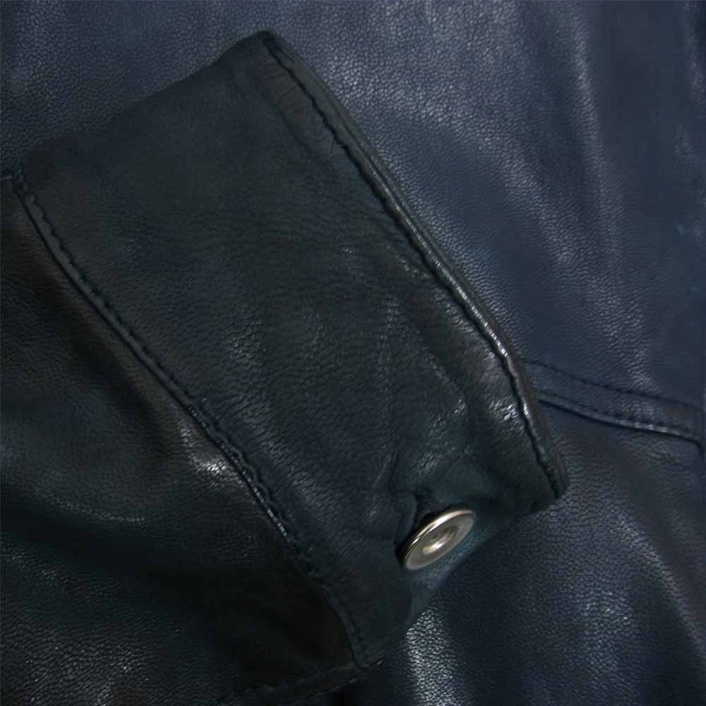 nano universe ナノユニバース 1st Type ゴートレザー ジャケット ネイビー系 44【中古】