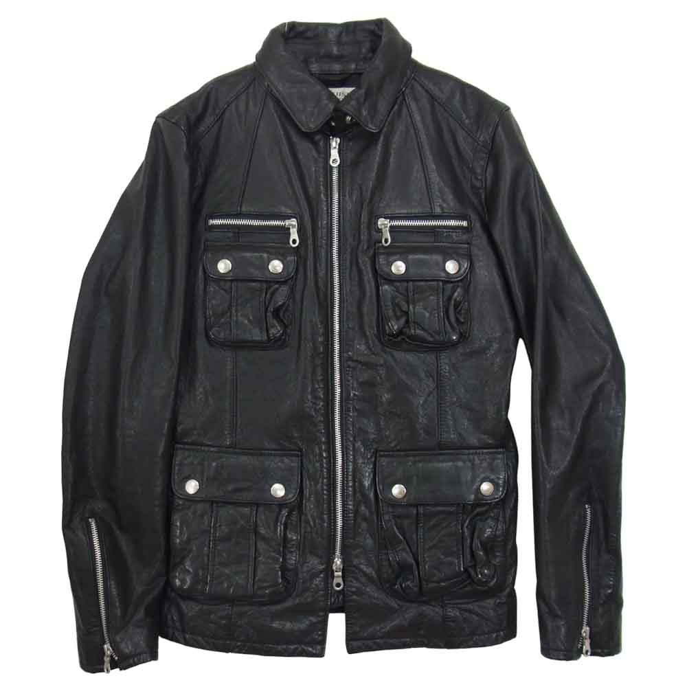 VANQUISH ヴァンキッシュ VJJ3036 カーフスキン レザー ミリタリー ジャケット ブラック系 S【中古】