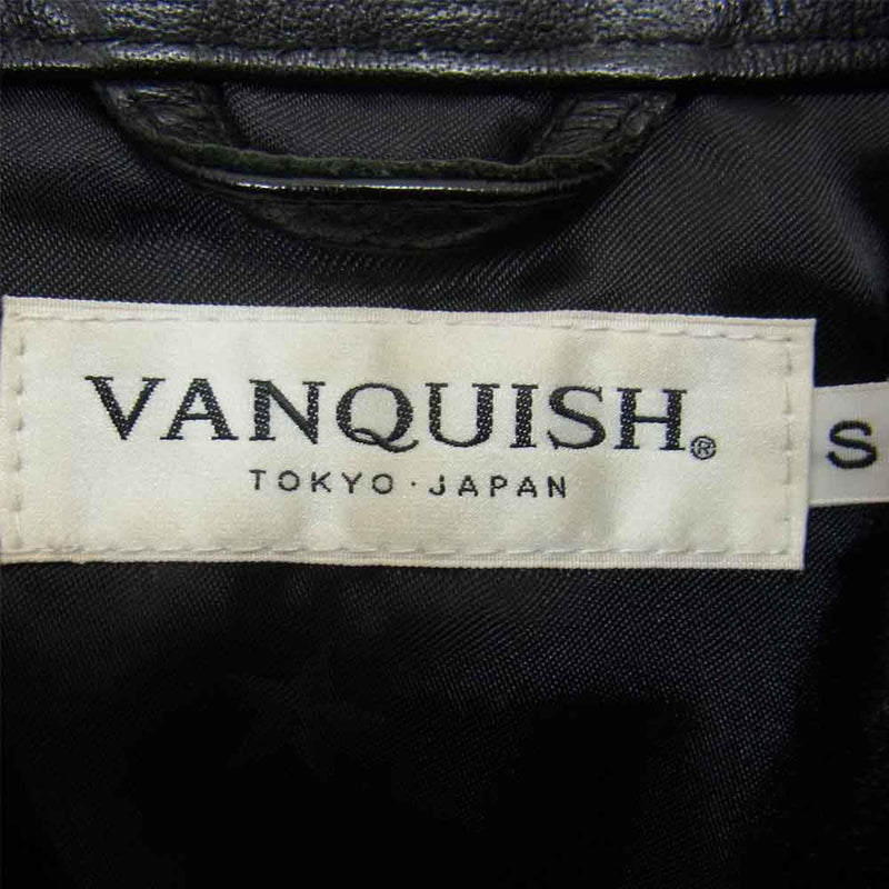 VANQUISH ヴァンキッシュ VJJ3036 カーフスキン レザー ミリタリー ジャケット ブラック系 S【中古】