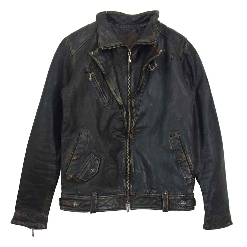 フォーティーンスアディクション 裏地シルク シープレザー シングルライダース ブラック系 1【中古】