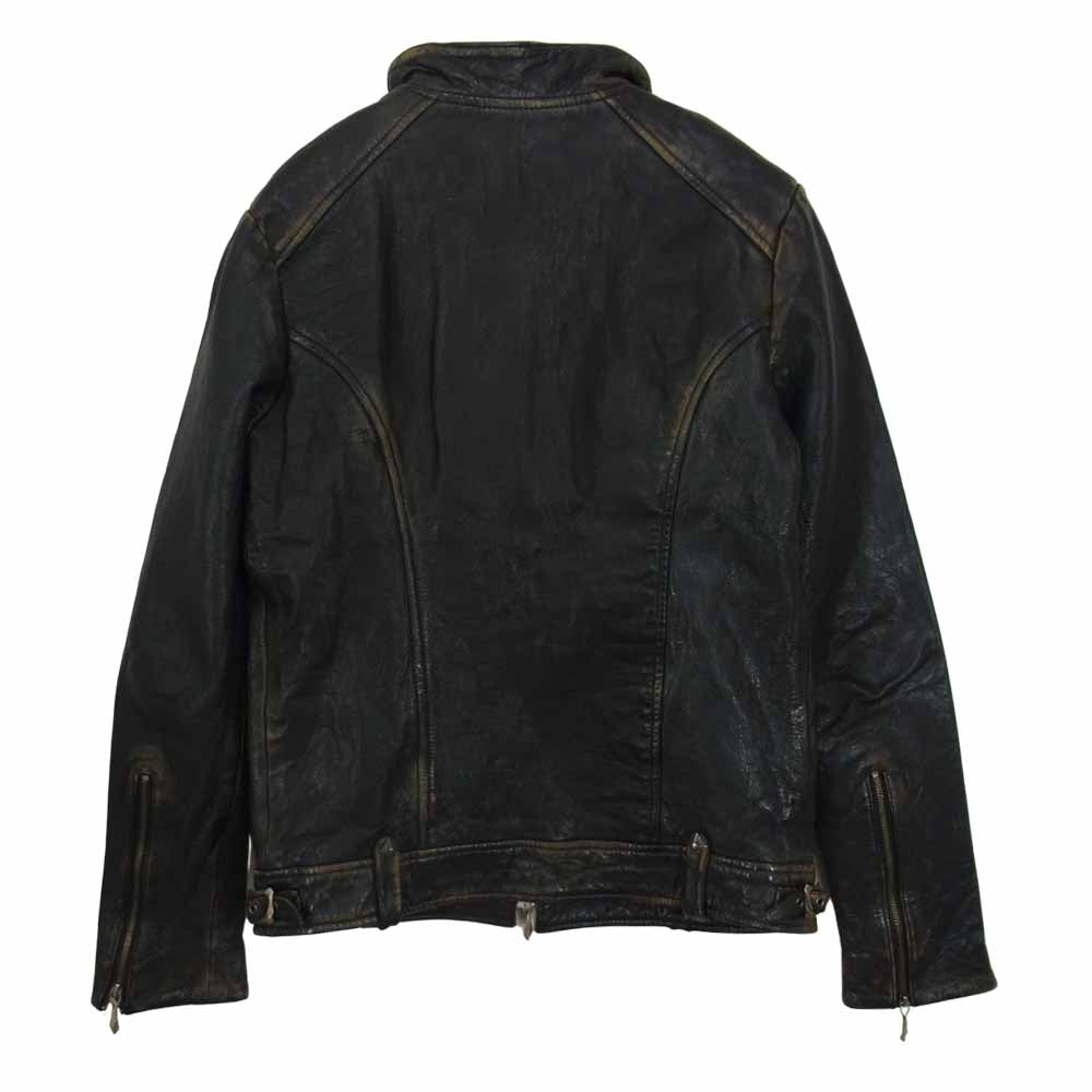 フォーティーンスアディクション 裏地シルク シープレザー シングルライダース ブラック系 1【中古】