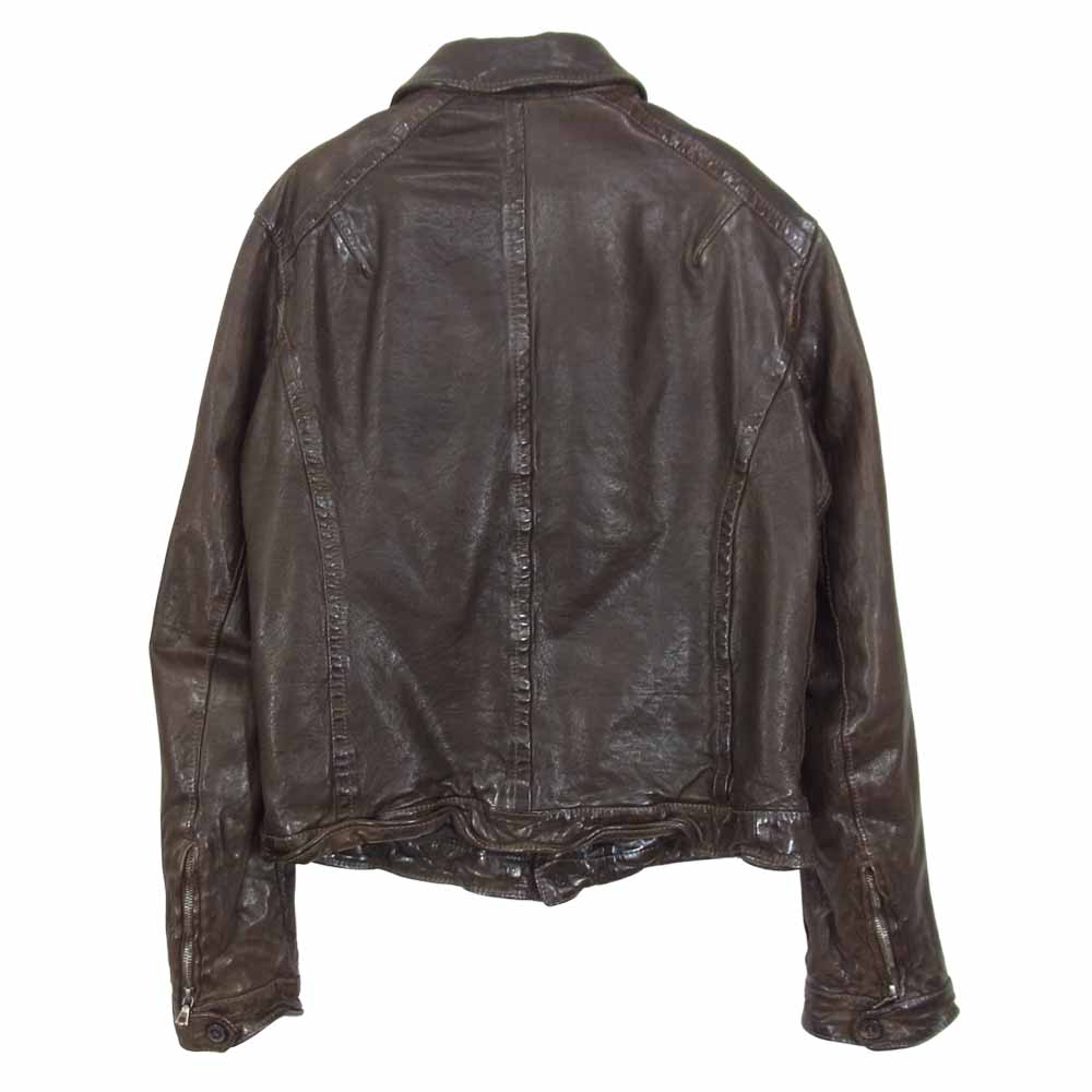 NEIL BARRETT ニールバレット 国内正規品 イタリア製 カウレザー 加工 ライダース ジャケット ブラウン系 XS【中古】