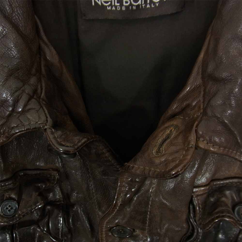 NEIL BARRETT ニールバレット 国内正規品 イタリア製 カウレザー 加工 ライダース ジャケット ブラウン系 XS【中古】
