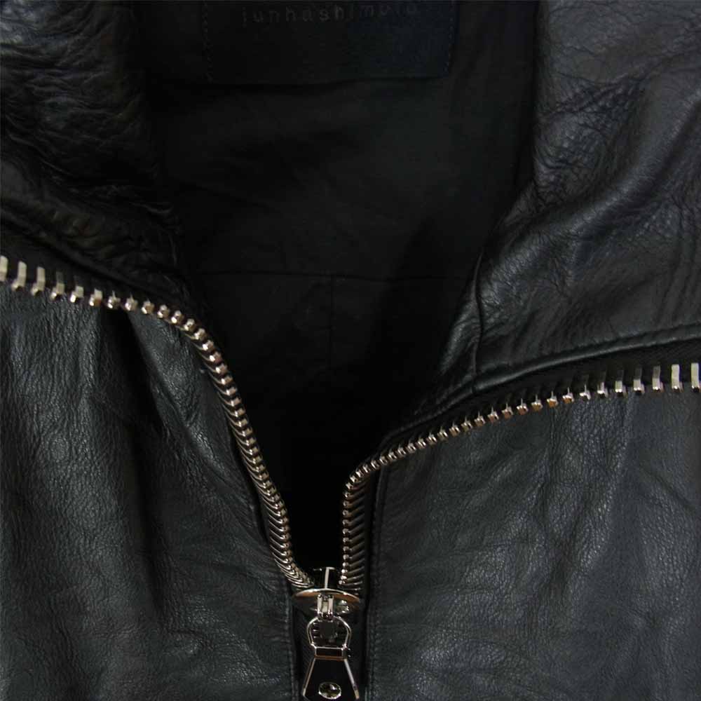 junhashimoto ジュンハシモト 16AW 1020000002 BIG ZIP INNER RIDERS ビッグジップ インナー カウレザー シングルライダース ブラック系 2【中古】