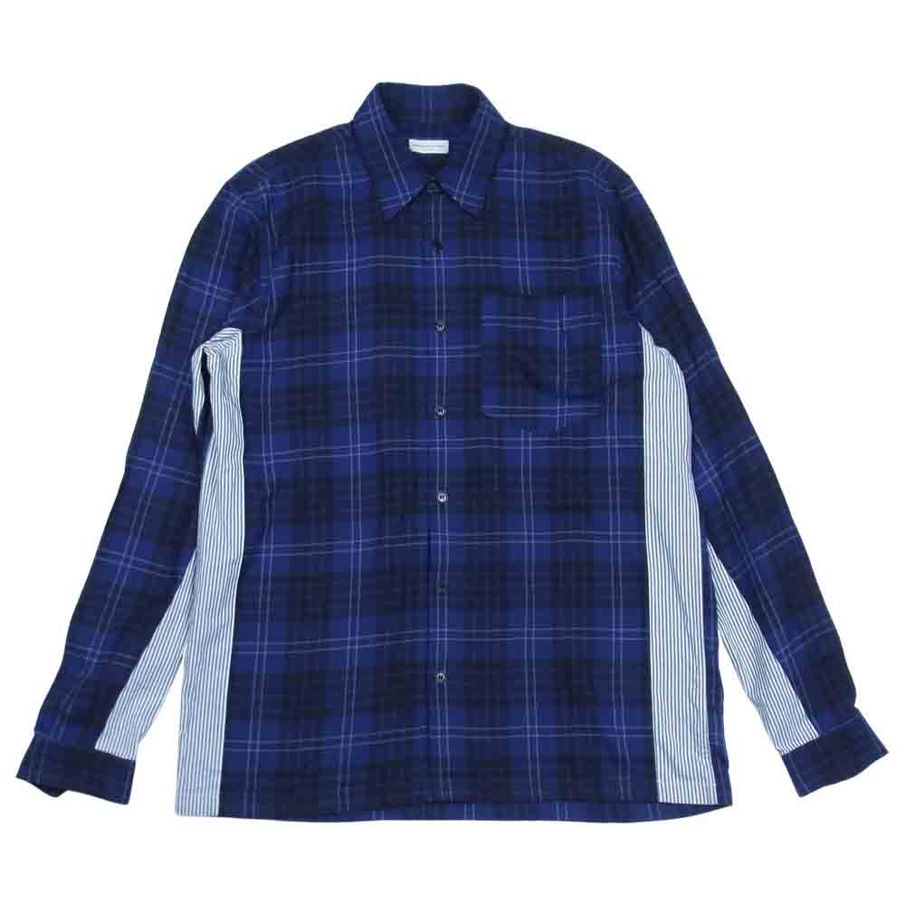 DRIES VAN NOTEN ドリスヴァンノッテン チェック ＆ ストライプ 長袖 シャツ ネイビー系 46【中古】
