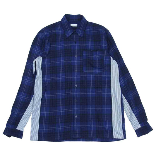 DRIES VAN NOTEN ドリスヴァンノッテン チェック ＆ ストライプ 長袖 シャツ ネイビー系 46【中古】