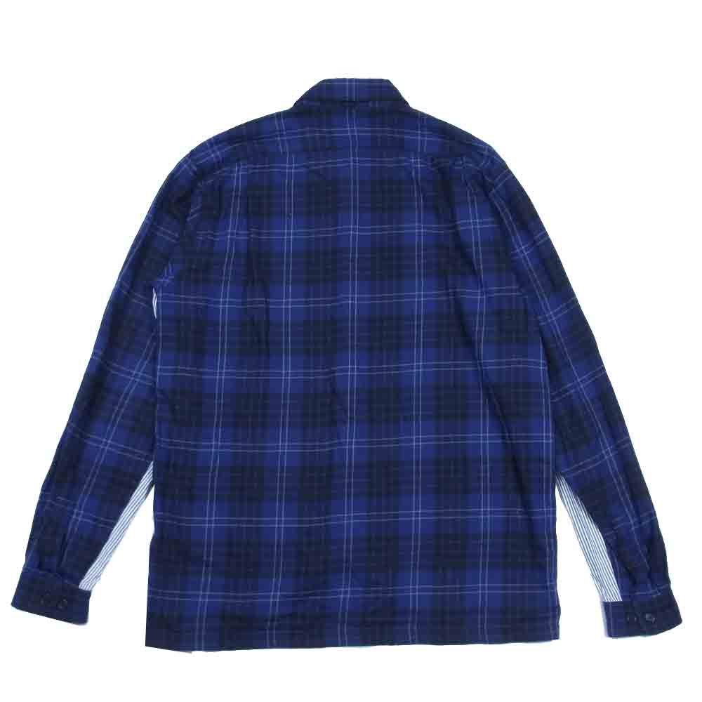 DRIES VAN NOTEN ドリスヴァンノッテン チェック ＆ ストライプ 長袖 シャツ ネイビー系 46【中古】