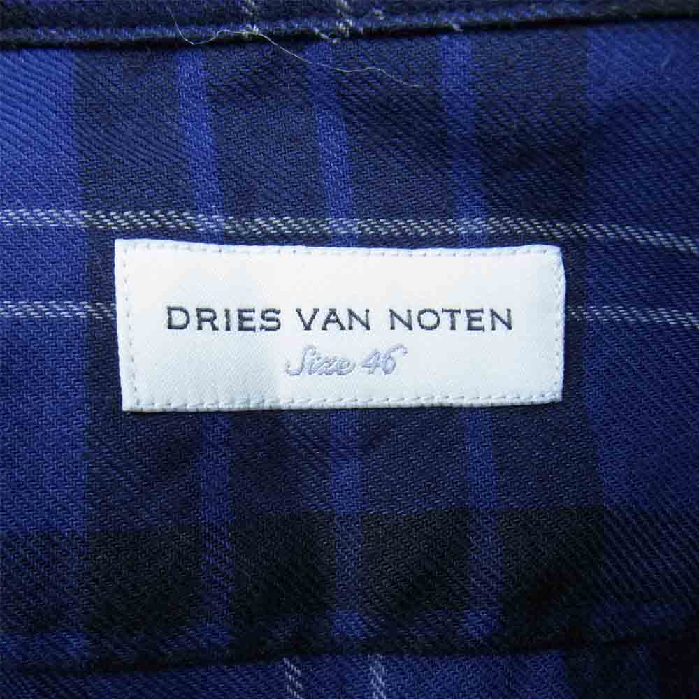 DRIES VAN NOTEN ドリスヴァンノッテン チェック ＆ ストライプ 長袖 シャツ ネイビー系 46【中古】