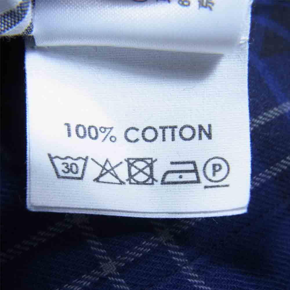 DRIES VAN NOTEN ドリスヴァンノッテン チェック ＆ ストライプ 長袖 シャツ ネイビー系 46【中古】