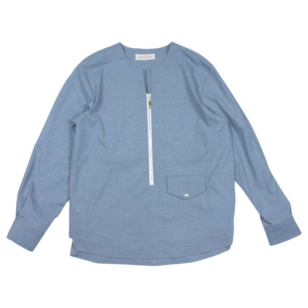 CULLNI 18SS 18-SS-012 ハーフ ジップ ノーカラー プルオーバー カットソー グレー系 2【中古】
