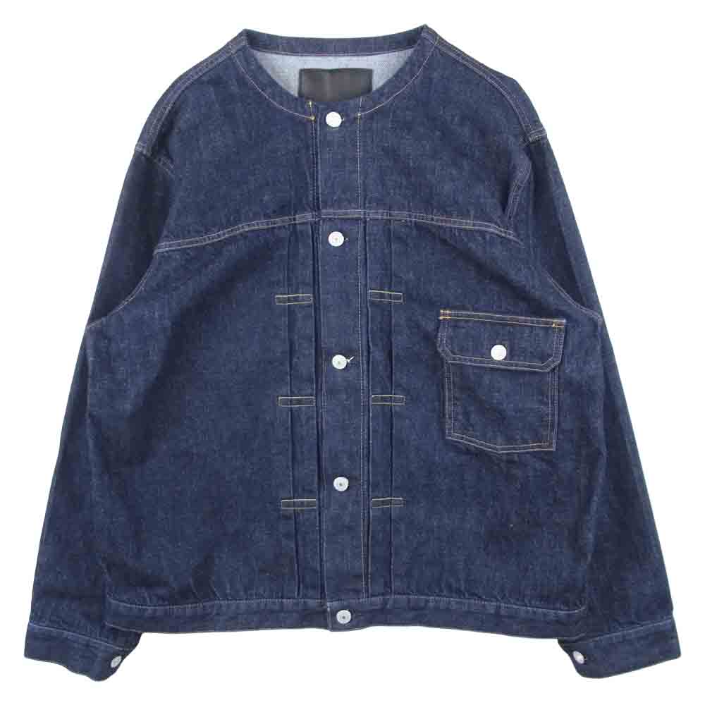CALEE キャリー 21SS 1st TYPE NO COLLAR DENIM JACKET ノーカラー デニム ジャケット インディゴブルー系 XL【美品】【中古】