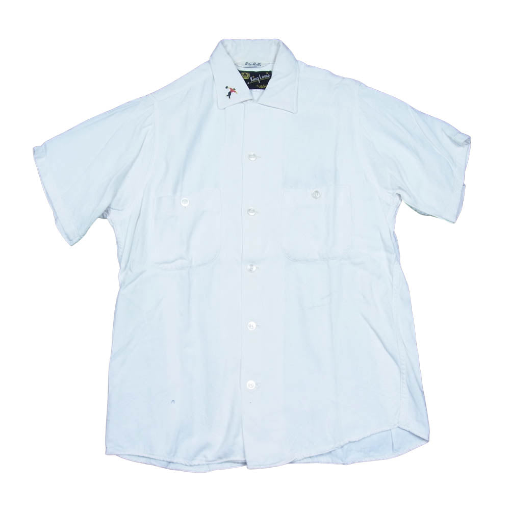 キングルイ 50s 黒タグ シシュウ ボーリング シャツ ホワイト系 S【中古】
