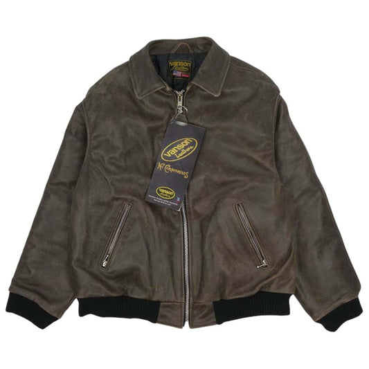 Supreme シュプリーム 20AW × Vanson Leathers Worn Leather Jacket バンソン レザー ジャケット ブルゾン Brown L【新古品】【未使用】【中古】