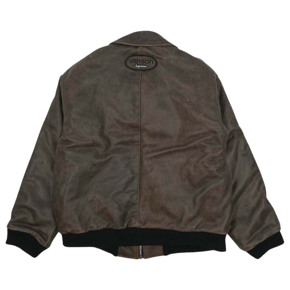 Supreme シュプリーム 20AW × Vanson Leathers Worn Leather Jacket バンソン レザー ジャケット ブルゾン Brown L【新古品】【未使用】【中古】