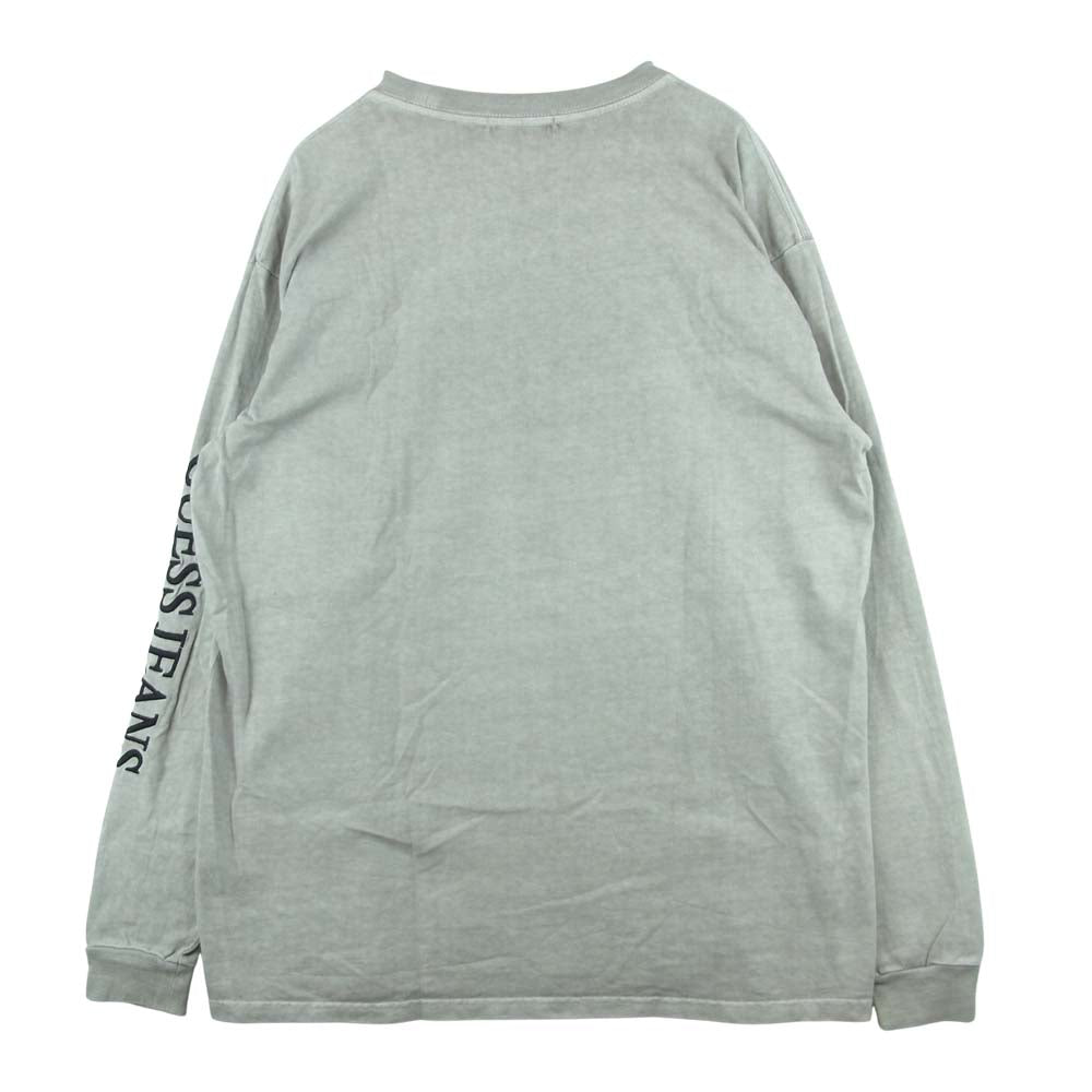 Guess ゲス 袖ロゴ刺繍 ガーメントダイ 長袖 Tシャツ コットン 中国製 グレー系 L【中古】