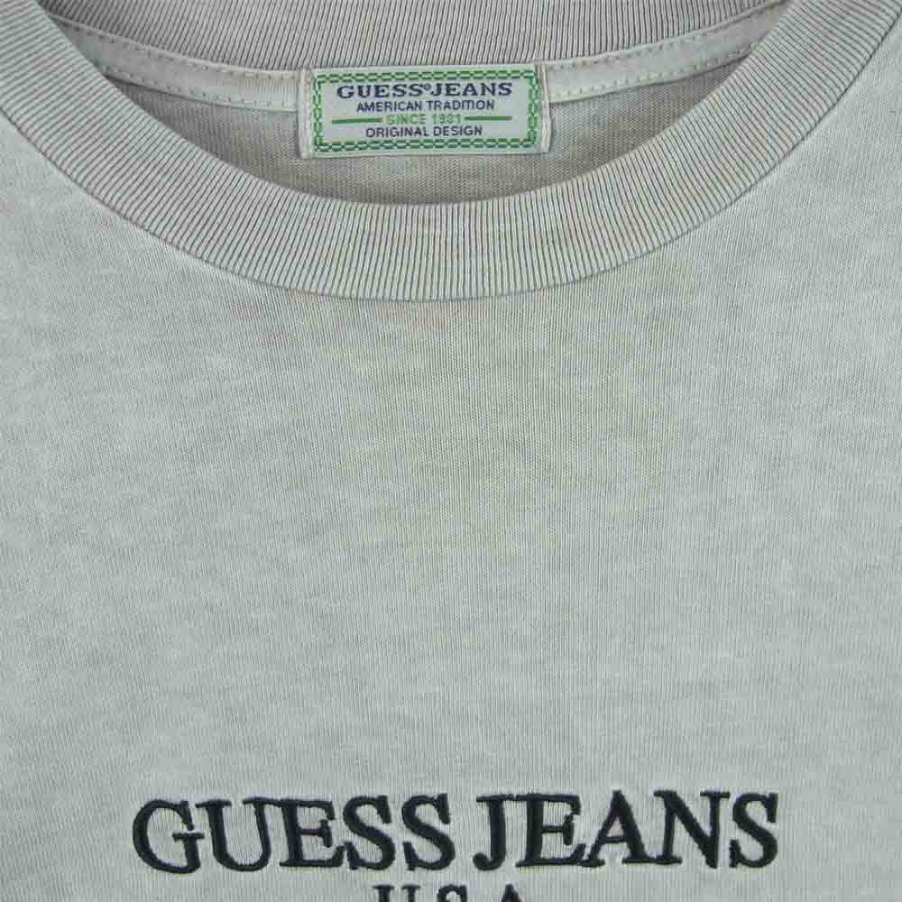 Guess ゲス 袖ロゴ刺繍 ガーメントダイ 長袖 Tシャツ コットン 中国製 グレー系 L【中古】