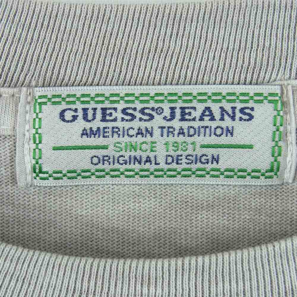 Guess ゲス 袖ロゴ刺繍 ガーメントダイ 長袖 Tシャツ コットン 中国製 グレー系 L【中古】