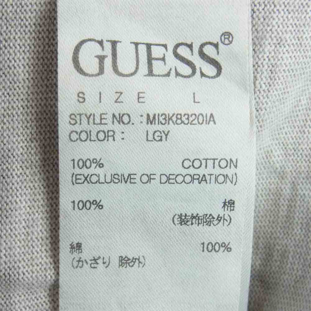 Guess ゲス 袖ロゴ刺繍 ガーメントダイ 長袖 Tシャツ コットン 中国製 グレー系 L【中古】