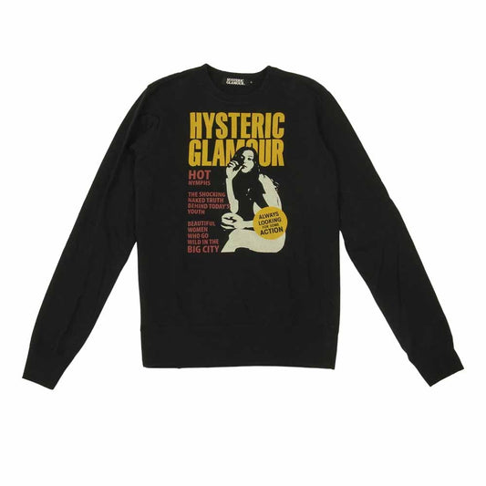 HYSTERIC GLAMOUR ヒステリックグラマー 0241CS03 ダメージ加工 ガールプリント スウェット ブラック系 S【中古】