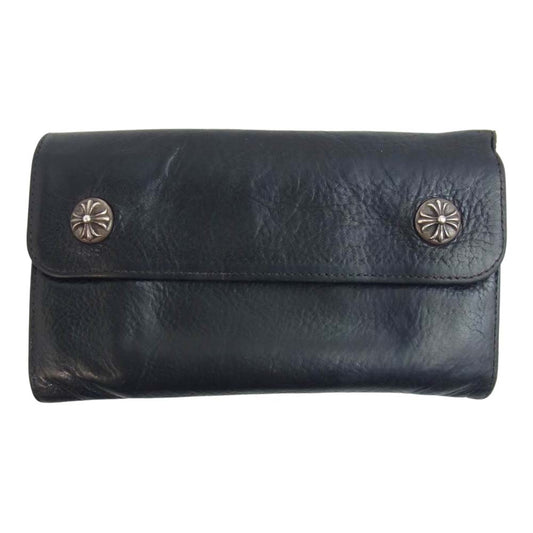 CHROME HEARTS クロムハーツ（原本無） WAVE WALLET ウェーブウォレット クロスボール ブラック系【中古】