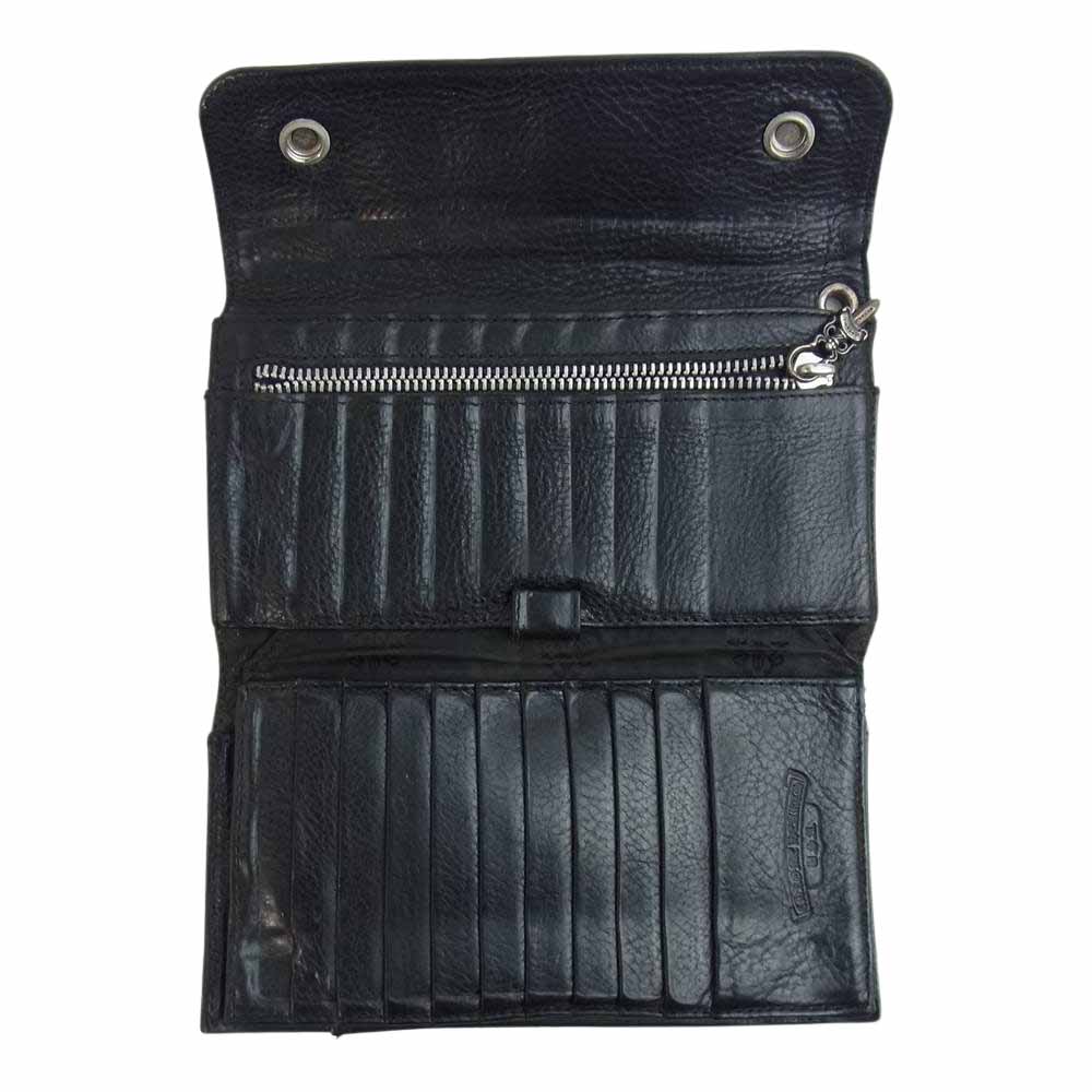 CHROME HEARTS クロムハーツ（原本無） WAVE WALLET ウェーブウォレット クロスボール ブラック系【中古】