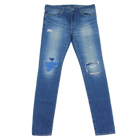 HYSTERIC GLAMOUR ヒステリックグラマー 0261AP14 KPR加工 ISKO スタッズ リペア リメイク デニム パンツ インディゴブルー系 34【美品】【中古】