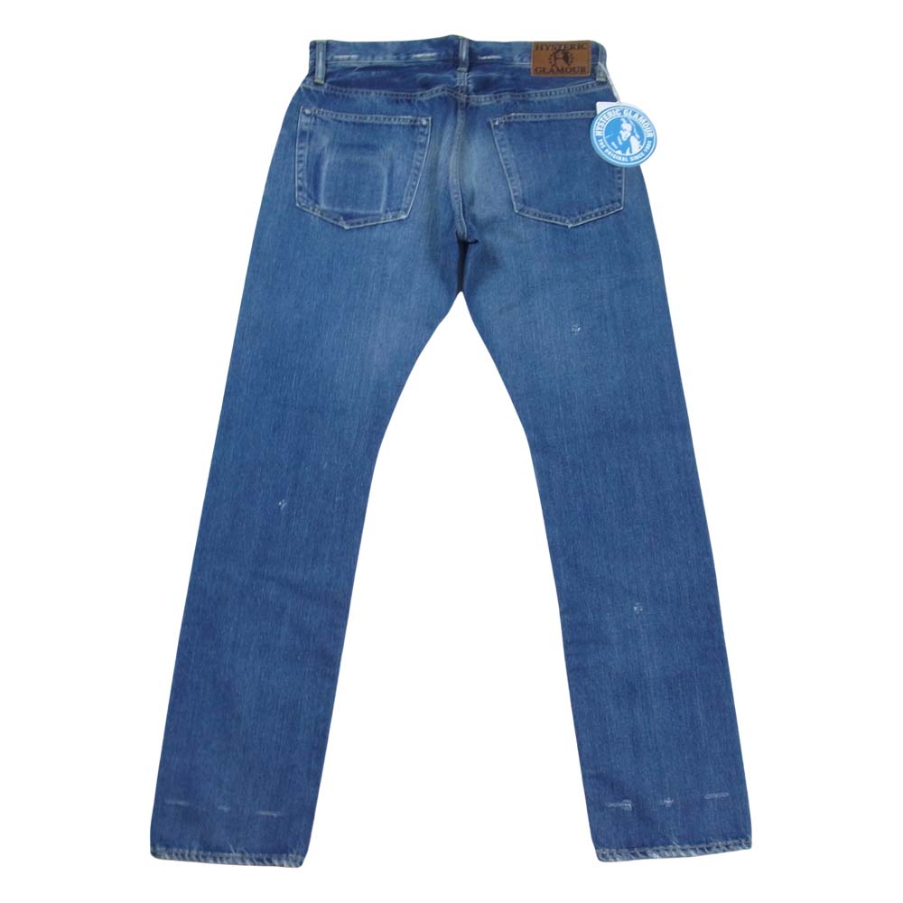 HYSTERIC GLAMOUR ヒステリックグラマー 0263AP23 SP加工 小窓 スタッズ リメイク ストレート デニム パンツ インディゴブルー系 32【新古品】【未使用】【中古】