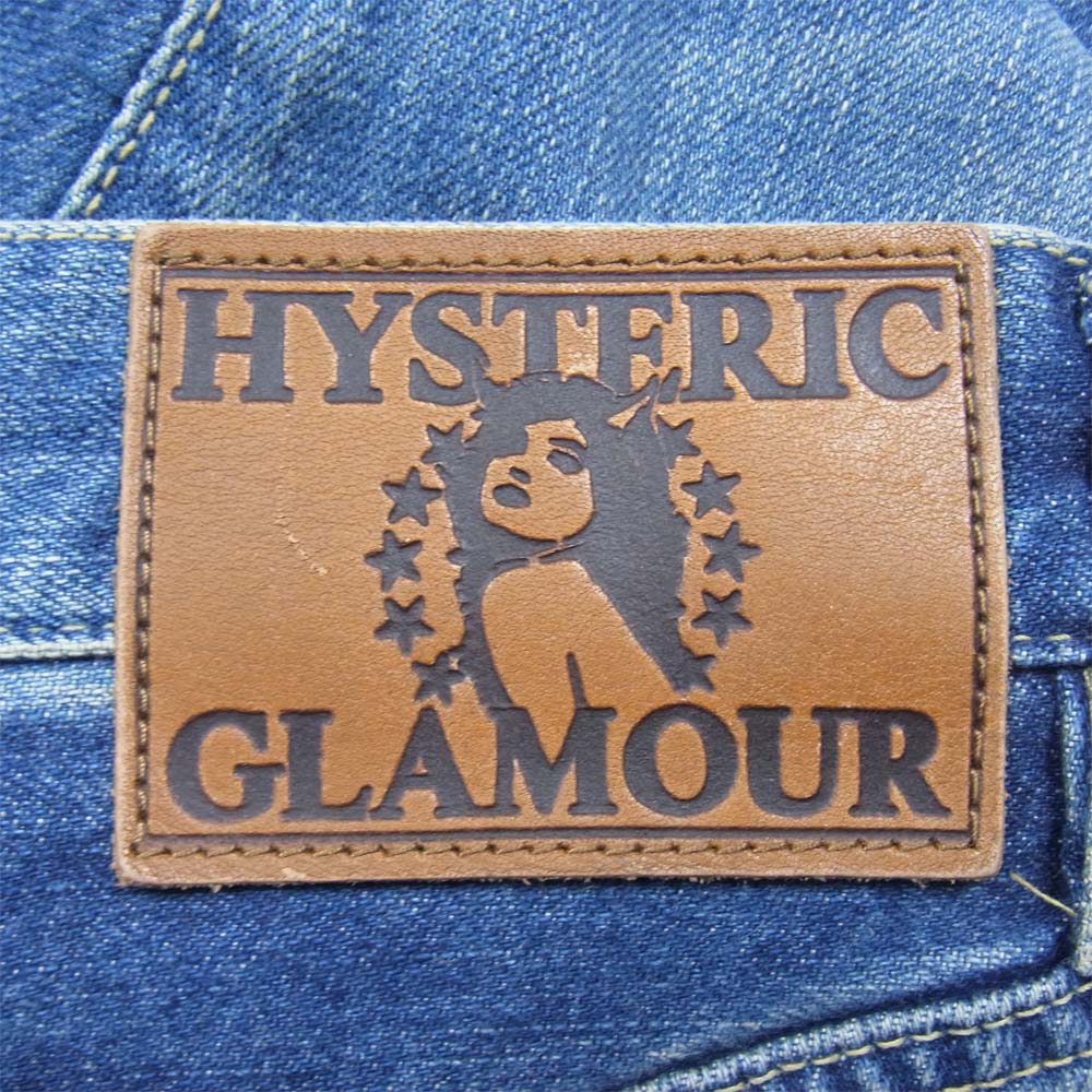 HYSTERIC GLAMOUR ヒステリックグラマー 0263AP23 SP加工 小窓 スタッズ リメイク ストレート デニム パンツ インディゴブルー系 32【新古品】【未使用】【中古】
