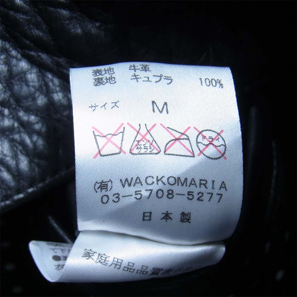 WACKO MARIA ワコマリア 牛革 裏地ドット シングル レザー ライダース ジャケット ステアハイド ブラック系 M【美品】【中古】