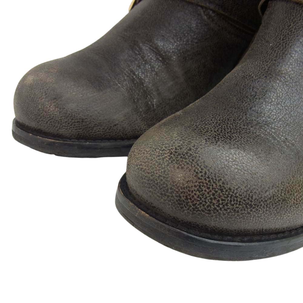 JIMMY CHOO ジミーチュウ 112 BIKER シャイニーレザー ファー エンジニアブーツ TAUPE 37 1/2【中古】