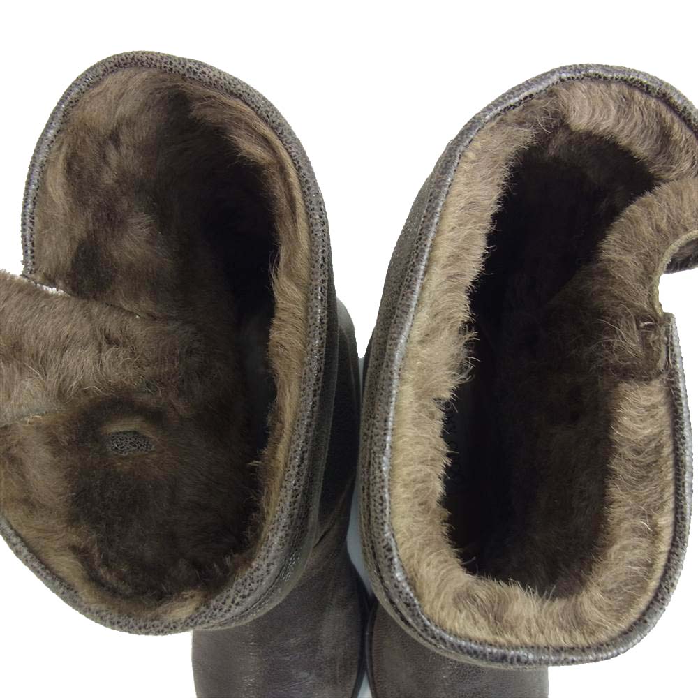 JIMMY CHOO ジミーチュウ 112 BIKER シャイニーレザー ファー エンジニアブーツ TAUPE 37 1/2【中古】