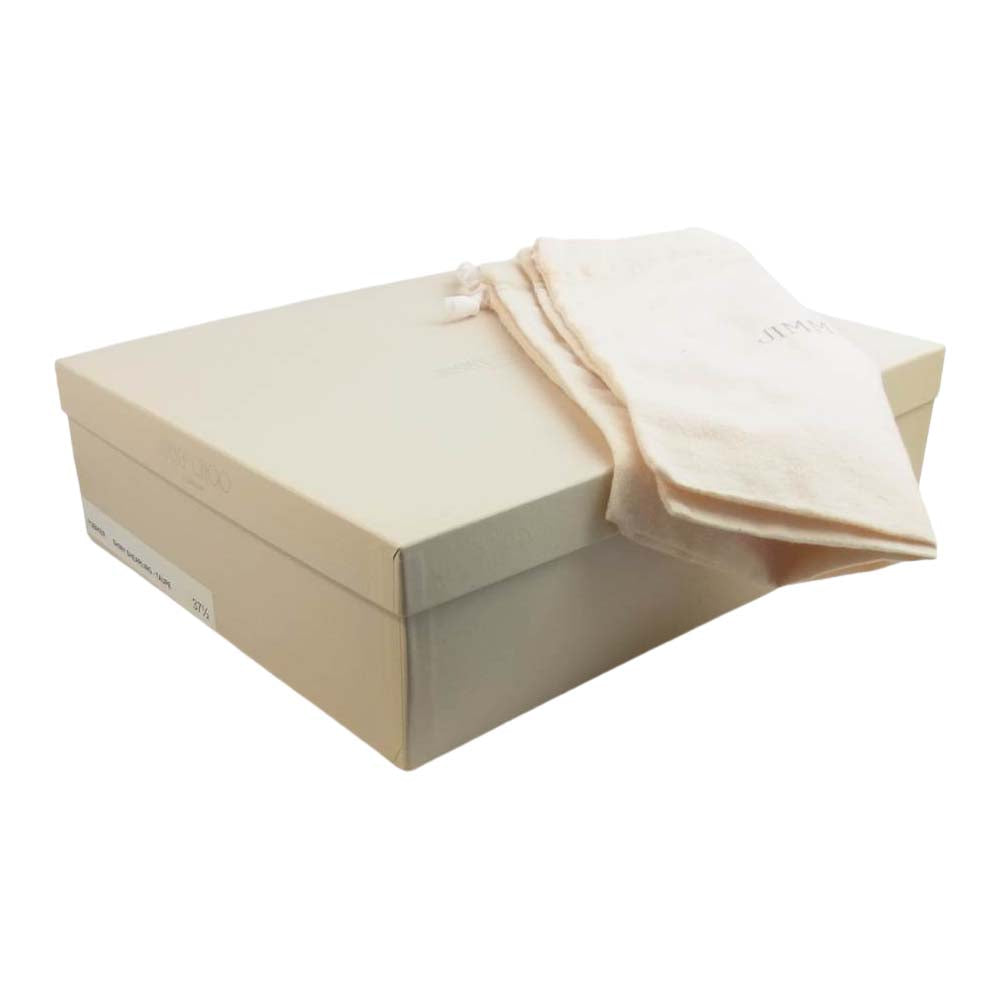 JIMMY CHOO ジミーチュウ 112 BIKER シャイニーレザー ファー エンジニアブーツ TAUPE 37 1/2【中古】