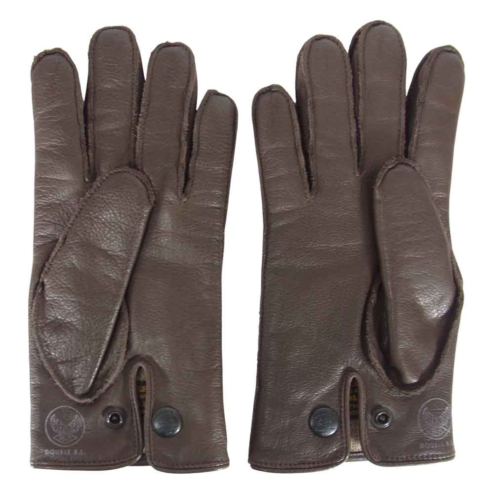 RRL ダブルアールエル LEATHER OFFICER'S GLOVE レザー オフィサーズ アビエーター ミリタリー グローブ ブラウン系 M【中古】