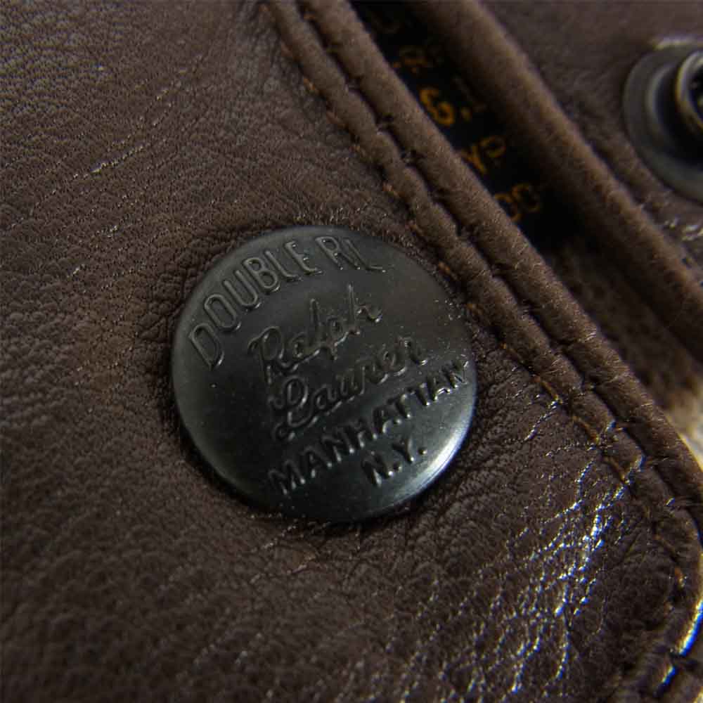 RRL ダブルアールエル LEATHER OFFICER'S GLOVE レザー オフィサーズ アビエーター ミリタリー グローブ ブラウン系 M【中古】