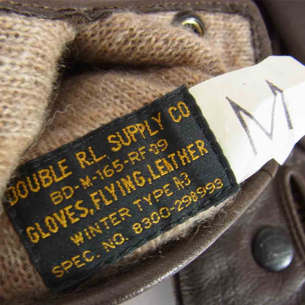 RRL ダブルアールエル LEATHER OFFICER'S GLOVE レザー オフィサーズ アビエーター ミリタリー グローブ ブラウン系 M【中古】