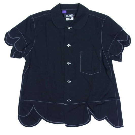 COMME des GARCONS コムデギャルソン BLACK AD2008 1C-B004 丸襟 半袖 シャツ ブラック系 S【中古】