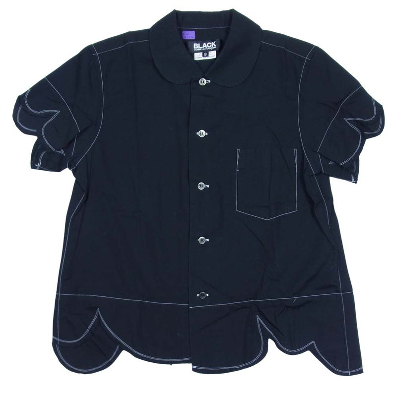 COMME des GARCONS コムデギャルソン BLACK AD2008 1C-B004 丸襟 半袖 シャツ ブラック系 S【中古】