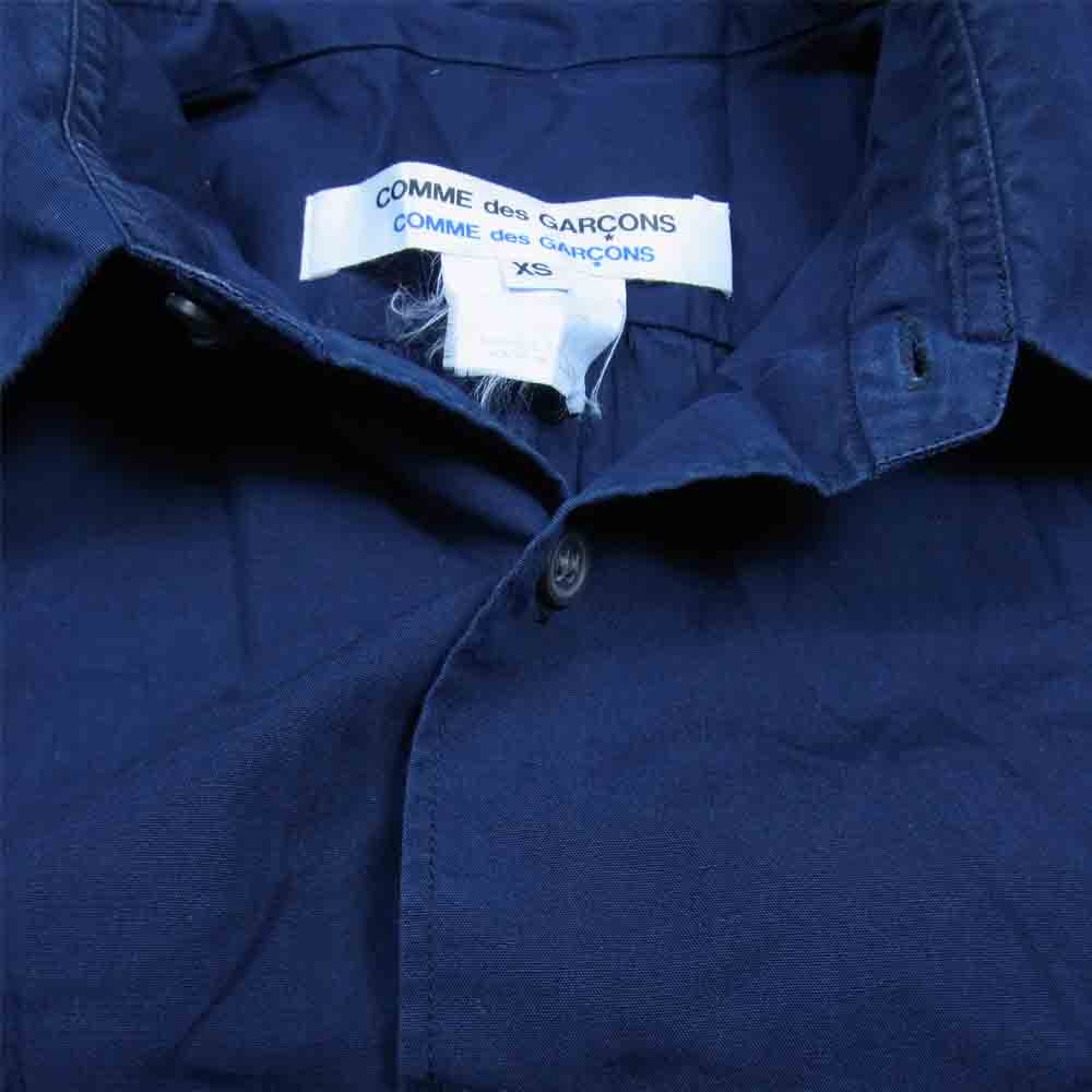 COMME des GARCONS コムデギャルソン コムコム W13B021-1 フランス製 ギャザースリーブ シャツ ワンピース ネイビー系 XS【中古】