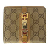 GUCCI グッチ GGキャンバス シェリーライン ジャッキー Ｗホック 二つ折り 財布 ブラウン系【中古】