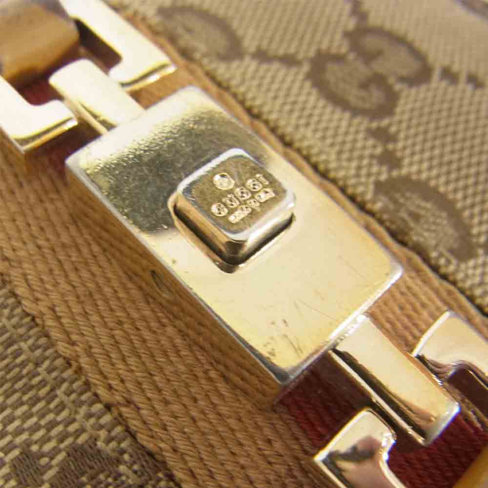 GUCCI グッチ GGキャンバス シェリーライン ジャッキー Ｗホック 二つ折り 財布 ブラウン系【中古】